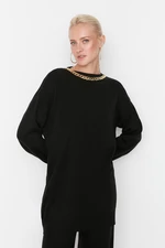 Trendyol Black Collar with a Chain Necklace Sweater-Pants, Knitwear Suit