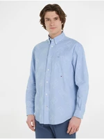 Light blue men's patterned shirt Tommy Hilfiger Premium Oxford