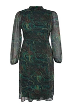 Trendyol Curve Green Paisley Patterned Chiffon Dress