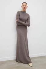 Vlnené šaty Lovechild šedá farba,maxi,rovný strih,7894157