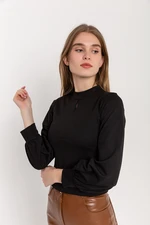 HAKKE Balloon Front Dropped Sleeve Crepe Blouse