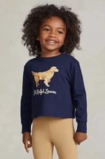 Dětské bavlněné tričko s dlouhým rukávem Polo Ralph Lauren tmavomodrá barva, s potiskem