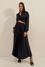 Bigdart 1896 Leather Look Pleated Skirt - Black