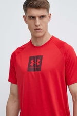 Tréningové tričko Under Armour červená farba, s potlačou, 1380785