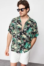 Trendyol Multi Color Oversize Fit Tropical Printed 100% Viscose Short Sleeve Flowy Summer Shirt