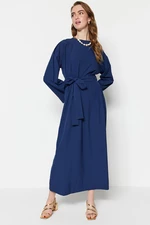 Trendyol Navy Blue Waist Belted Parachute Fabric Wide Fit Woven Dress