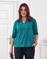 Classic green blouse with V-neck