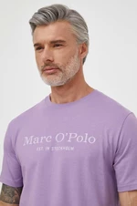 Bavlnené tričko Marc O'Polo pánsky, fialová farba, s potlačou, 423201251052