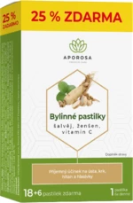 Aporosa Bylinné pastilky šalvěj, ženšen, vitamin C 24 pastilek