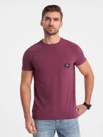 Ombre Men's casual t-shirt with patch pocket - dark pink