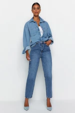 Trendyol Modré džíny s vysokým pasem pro maminku