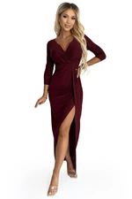 Shiny dress with neckline and slit Numoco