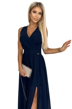 Long dress with neckline and tie Numoco