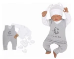 Z&amp;Z 5-dílná kojenecká soupravička Hi I´m new here - šedá, vel. 62 (2-3m)