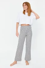 Trendyol antracitové bavlněné pruhované pletené pyžamové kalhoty