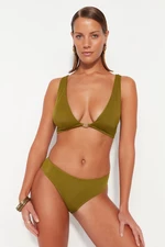 Trendyol Green Triangle Accessorized Bikini Top
