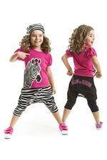 Denokids Zebra Moda Dziewczęca koszulka Capri Szorty Zestaw