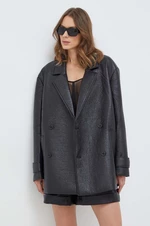 Kabát Bardot dámsky, čierna farba, prechodný, oversize