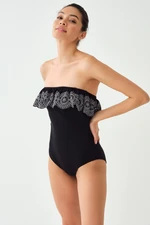 Dagi Women's Black Flounce Strapless Swimwear