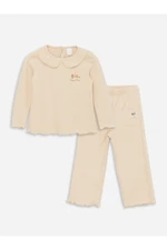LC Waikiki Baby girl with long sleeves, collar sweatshirt and trousers 2-set.