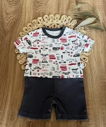 Body s nohavičkami Mamatti, Dream Car - bílá s potiskem/granát, vel. 62 (2-3m)