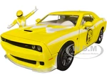 2015 Dodge Challenger SRT Hellcat Yellow with Graphics and Yellow Ranger Diecast Figure "Power Rangers" "Hollywood Rides" Series 1/24 Diecast Model C
