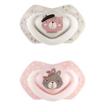 CANPOL BABIES Set symetrických silikonových dudlíků 6-18m BONJOUR PARIS růžový