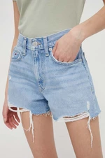 Džínové šortky Tommy Jeans dámské, hladké, high waist, DW0DW17641