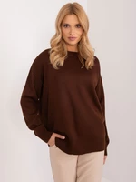 Dark brown classic sweater with a round neckline