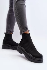 Women's black Elipara slip-on sock shoes with a massive sole