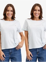 Sada dvou dámských triček v bílé a světle modré barvě Tommy Jeans - Dámské