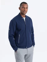 Ombre Men's unbuttoned bomber sweatshirt - dark blue