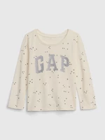 Krémové dievčenské vzorované tričko s logom GAP