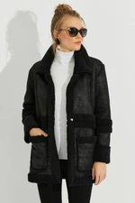 Cool & Sexy Women's Black Nubuck Coat
