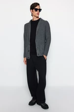 Trendyol Gray Men's Slim Fit Jacket Collar Knitwear Cardigan with Pocket