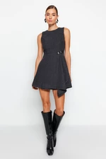 Trendyol Anthracite Tie Detailed Woven Woven Dress
