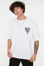 Trendyol Men's White Oversize Crew Neck Short Sleeve City Printed 100% Cotton T-Shirt Trendyol Men's White Oversize Crew Neck Short Sleeve City Printed 100% Cotton T-Shirt