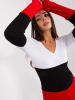 Women's basic white-red striped blouse