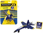 McDonnell Douglas F/A-18A Hornet Fighter Aircraft Blue "United States Navy Blue Angels 2" with Runway 24 Sign Diecast Model Airplane by Runway24