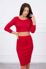 Set of blouses with skirt red