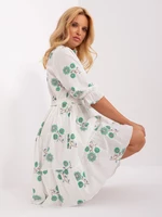 White and green cotton dress with frill