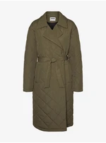 Khaki Quilted Long Coat with Ties Noisy May Ulla - Women