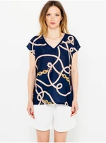 Dark blue patterned T-shirt CAMAIEU - Women