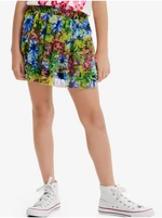 Blue-green girly floral skirt Desigual Garden - Girls