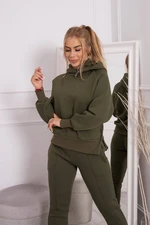 Insulated set with turtleneck and hood in khaki color