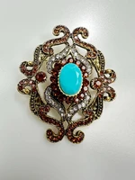 Brooch XZ459-107 Gold + Blue