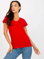Basic red women's short sleeve T-shirt