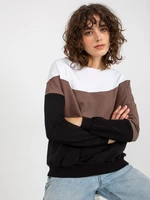 Women's basic black-and-white sweatshirt with crewneck