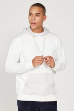 ALTINYILDIZ CLASSICS Men's Ecru-beige Standard Fit Regular Cut Hooded Sweatshirt with Pockets.