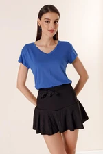 By Saygı V-Neck Round Viscose Blouse